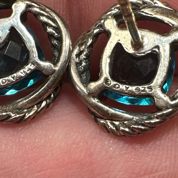DAVID YURMAN Silver Infinity Earrings Blue Topaz - Picture 3 of 3